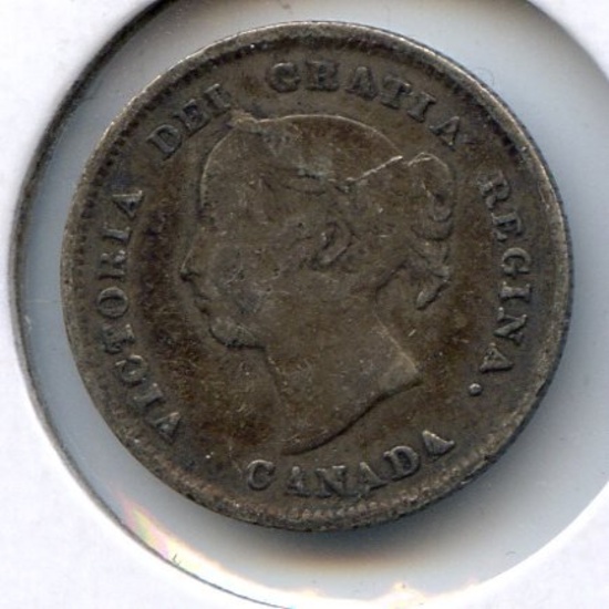 Canada 1885 silver 5 cents F