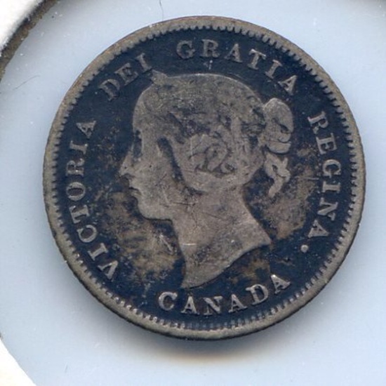 Canada 1891 silver 5 cents F