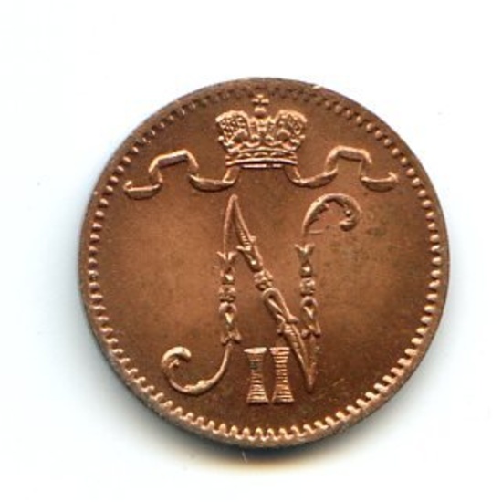 Finland 1913 1 penni gem BU RD