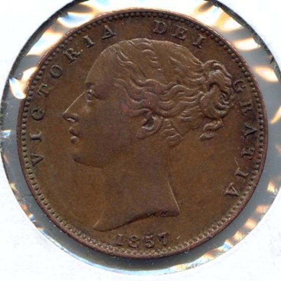 Great Britain 1857 1 farthing XF details
