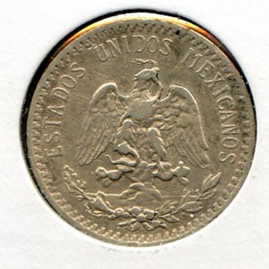 Mexico 1919 silver 20 centavos lightly cleaned VF/XF