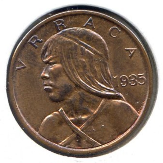 Panama 1935 1 centesimo choice toned UNC