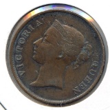 Straits Settlements 1862 1 cent about VF