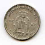 Sweden 1876 silver 25 ore XF
