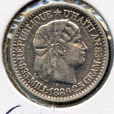 Haiti 1886 silver 10 centimes good VF