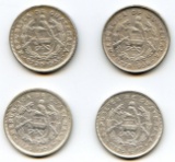 Guatemala 1952-58 silver 5 centavos XF or better, 4 pieces