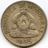Honduras 1935 silver 1 lempira VF/XF