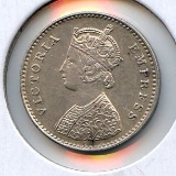 India/British 1884 silver 2 annas nice AU/UNC