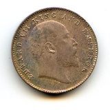 India/British 1906 silver 2 annas toned UNC