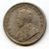 India/British 1912-C silver 1/4 rupee about F