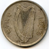 Ireland 1939 silver 1/2 crown good VF