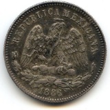 Mexico 1886 ZsS silver 25 centavos about XF
