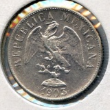 Mexico 1903 CnQ silver 20 centavos AU