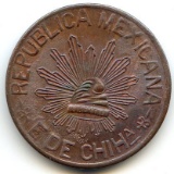 Mexico/Chihuahua 1914 5 centavos toned UNC