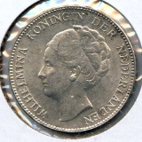 Netherlands 1940 silver 1 gulden BU