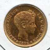 Spain 1896 PG-V GOLD 20 pesetas BU (1961 restrike)
