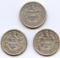 Guatemala 1943-61 silver 5 centavos, 5 pieces
