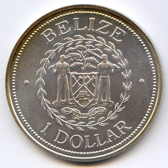 Belize 2002 silver 1 dollar Mayan King BU
