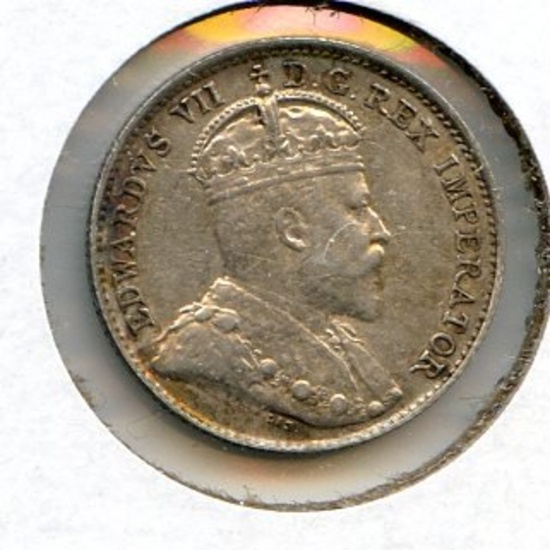 Canada 1903 silver 5 cents good VF