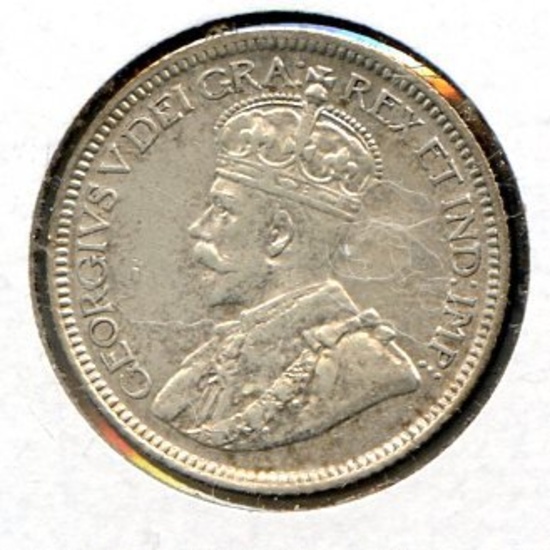 Canada 1933 silver 10 cents about XF