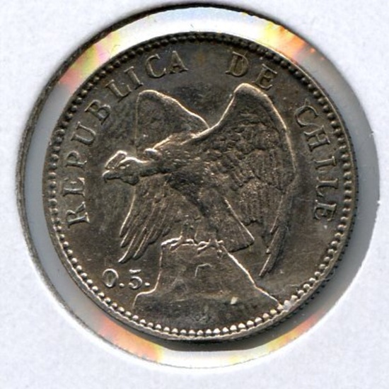 Chile 1906 silver 20 centavos XF