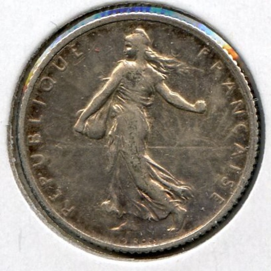 France 1911 silver 1 franc XF