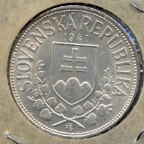 Slovakia 1941 silver 20 korun lustrous AU