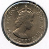 Seychelles 1954 25 cents choice BU