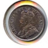 South Africa 1927 silver 3 pence toned UNC