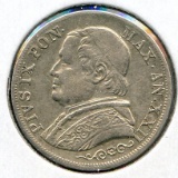 Vatican 1867-R silver 1 lira good VF