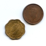 Ceylon 1940 1/2 cent UNC & 1944 2 cents BU