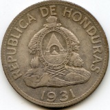 Honduras 1931 silver 1 lempira VF/XF