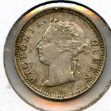 Hong Kong 1900-H & 1932 silver 5 cents XF