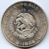 Mexico 1956 silver 10 pesos BU