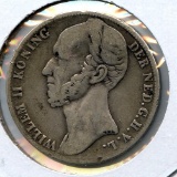 Netherlands 1848 silver 1 gulden about VF