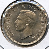 New Zealand 1943 silver 1 florin AU
