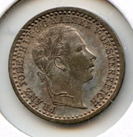 Austria 1859-A silver 5 kreuzer toned XF/AU