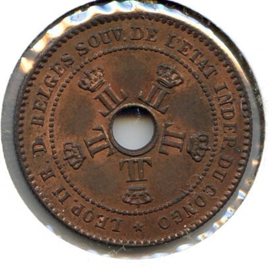 Belgian Congo 1888 2 centimes UNC RB