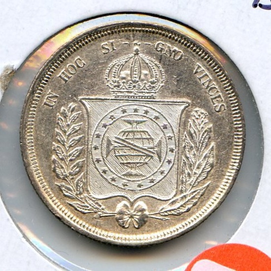 Brazil 1862 silver 500 reis AU