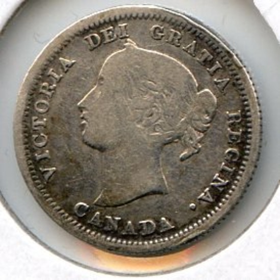 Canada 1858 silver 5 cents VG+