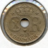 Denmark 1933 10 ore AU KEY DATE