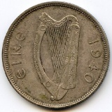 Ireland 1940 silver 1/2 crown XF