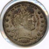 USA 1908-D silver 25 cents VF