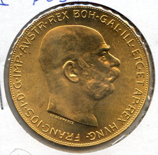Austria 1915 GOLD 100 korona BU restrike