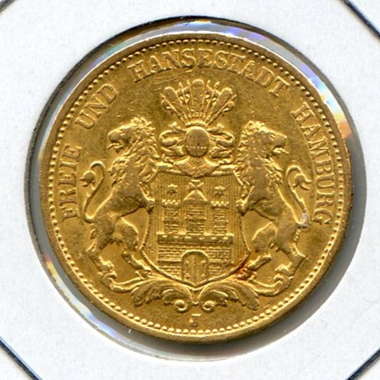 Germany/Hamburg 1887-J GOLD 20 marks about XF