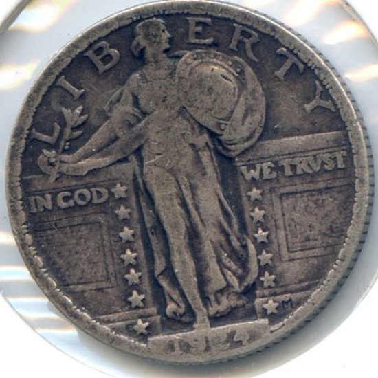 USA 1924 silver 25 cents F+