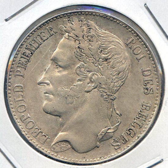 Belgium 1848 silver 5 francs good VF