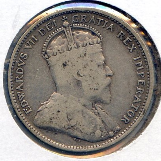 Canada 1903 silver 25 cents F