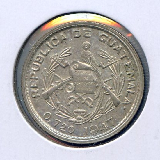 Guatemala 1947 silver 10 centavos nice XF