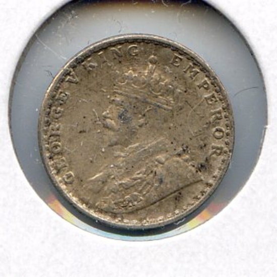 India/British 1917 silver 2 annas XF
